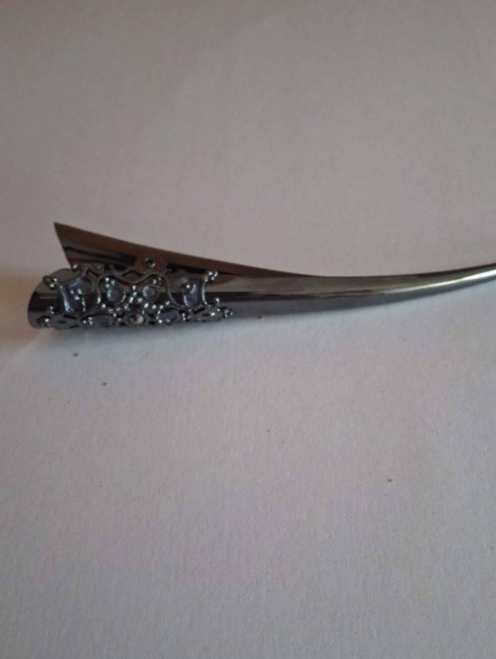 Blue Rhinestone Studied Dark Metal Alligator Hair Clip, 5 " long